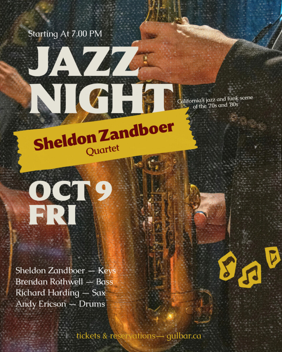 JAZZ FRIDAY with Sheldon Zandboer Quartet 🎷✨